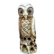 OX BONE CARVED OWL STANDING